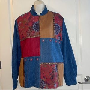 Alfred Dunner Suede/Floral & Denim jacket Size 18